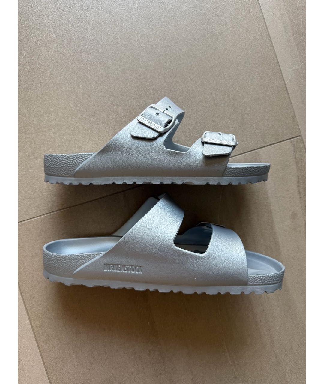 BIRKENSTOCK Серебряные резиновые сандалии, фото 7