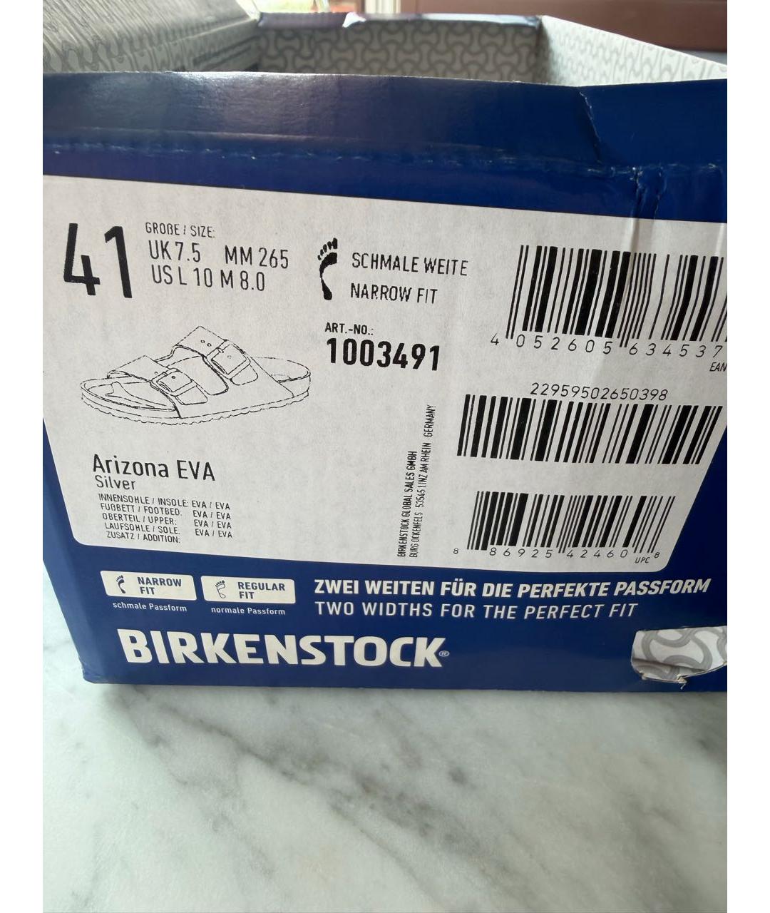 BIRKENSTOCK Серебряные резиновые сандалии, фото 6