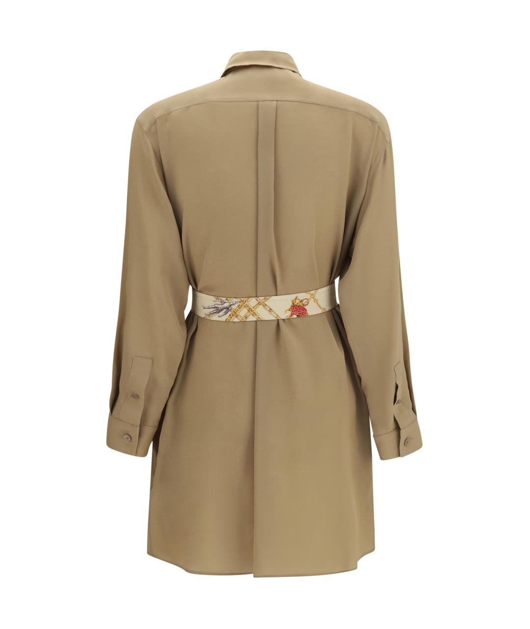 BURBERRY Бежевое шелковое повседневное платье, фото 2