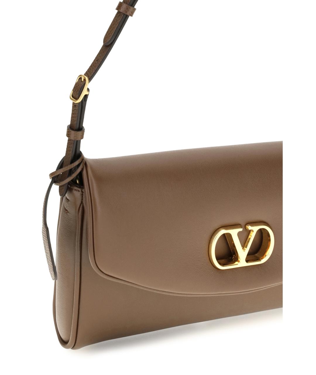 VALENTINO Коричневая кожаная сумка через плечо, фото 4