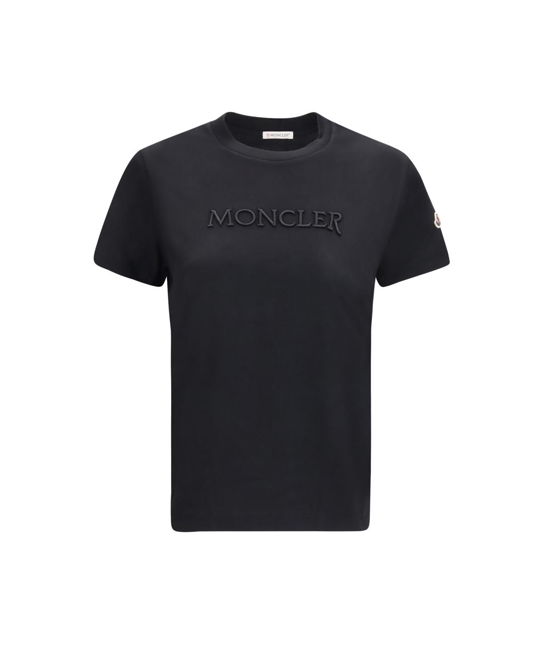 MONCLER Черная хлопковая футболка, фото 1