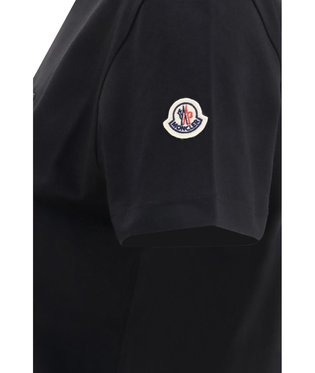 MONCLER Черная хлопковая футболка, фото 3