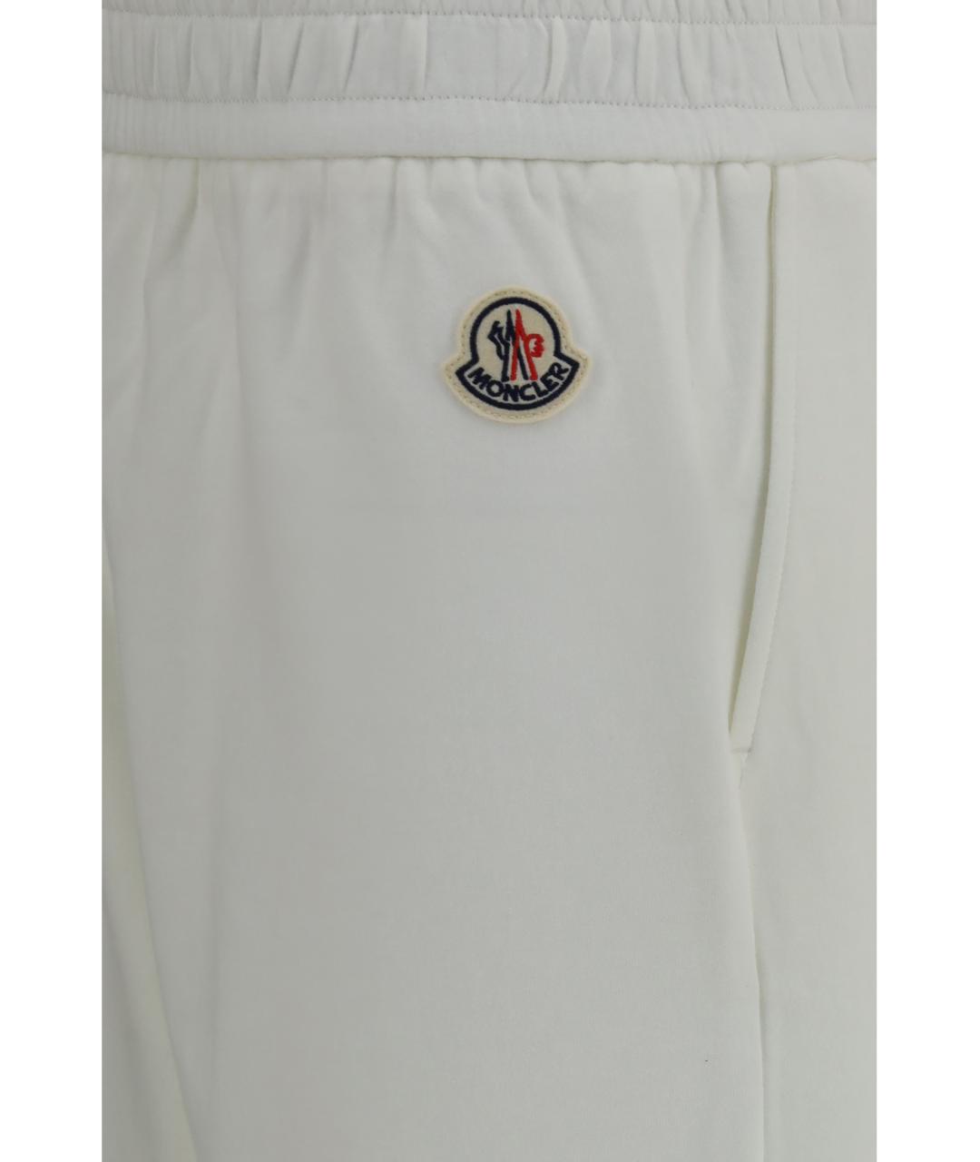 MONCLER Белые хлопковые спортивные брюки и шорты, фото 3
