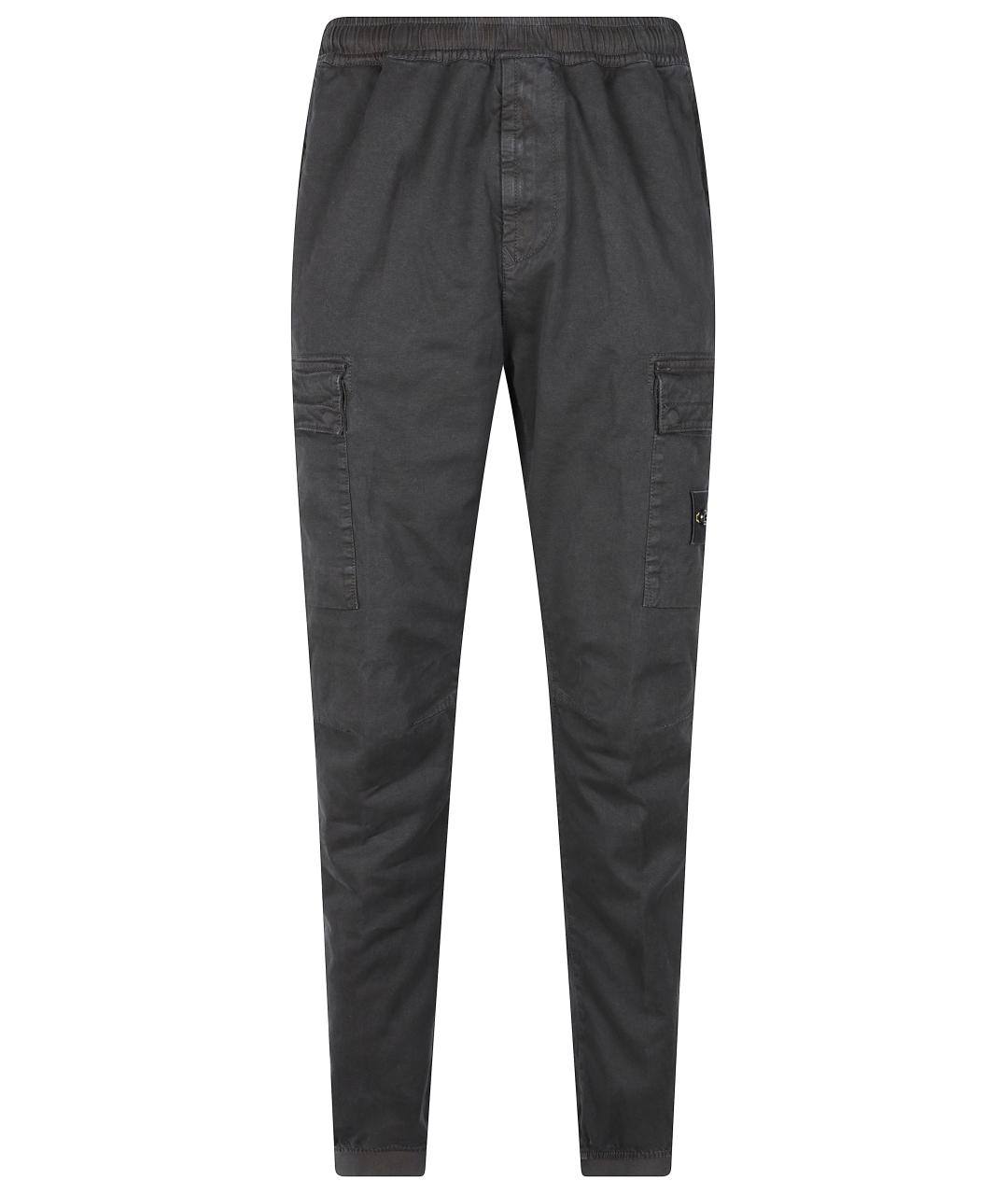 STONE ISLAND Черные хлопковые повседневные брюки, фото 1