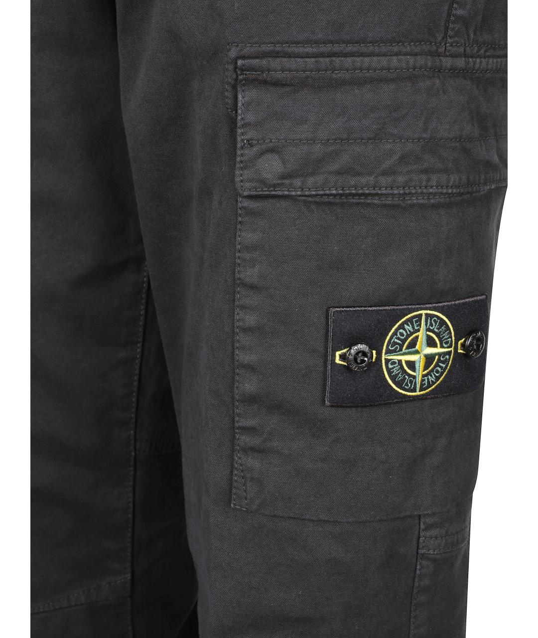STONE ISLAND Черные хлопковые повседневные брюки, фото 2