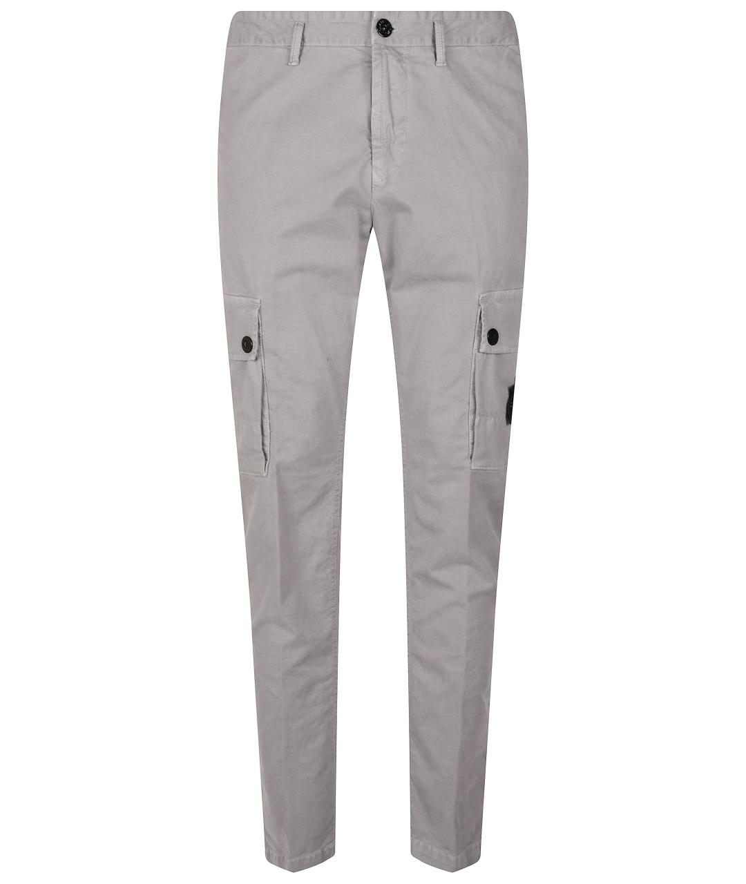 STONE ISLAND Серые хлопковые повседневные брюки, фото 1
