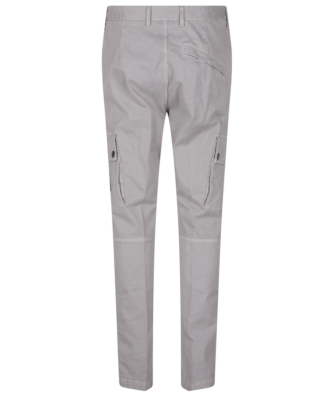 STONE ISLAND Серые хлопковые повседневные брюки, фото 3