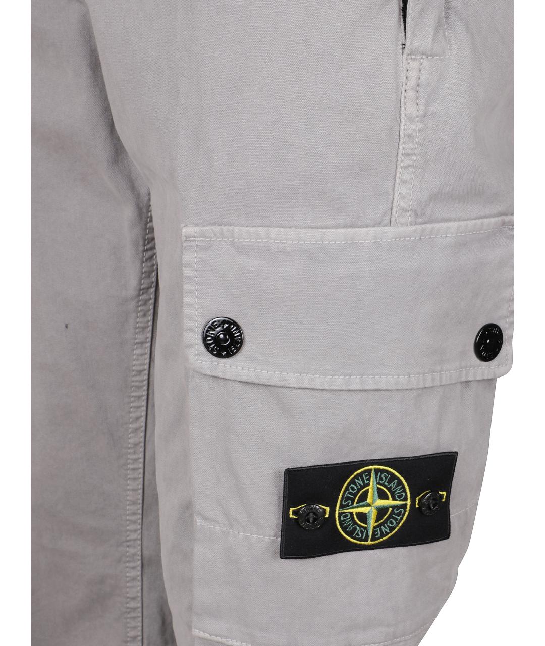 STONE ISLAND Серые хлопковые повседневные брюки, фото 2