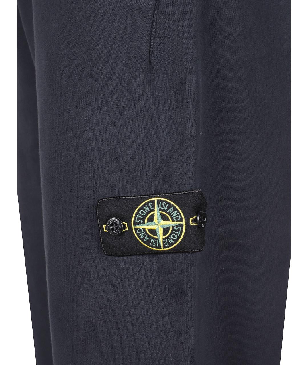 STONE ISLAND Темно-синие хлопковые повседневные брюки, фото 2