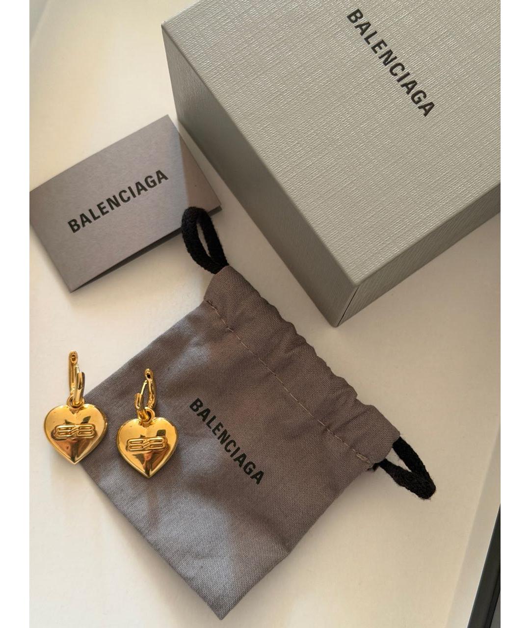 BALENCIAGA Золотые латунные серьги, фото 2