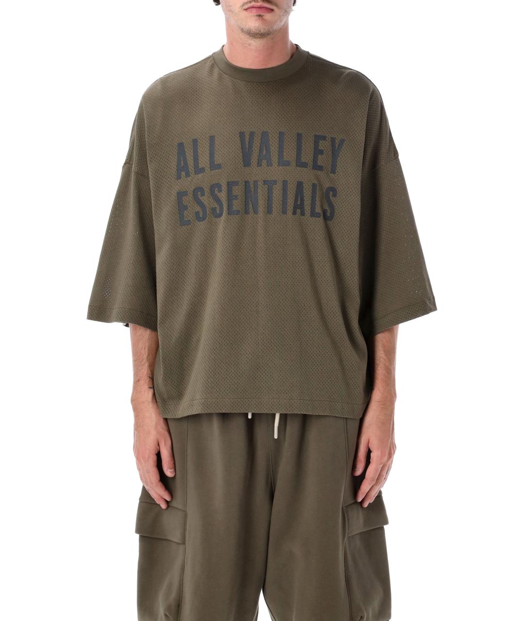 FEAR OF GOD ESSENTIALS Зеленая хлопковая футболка, фото 1