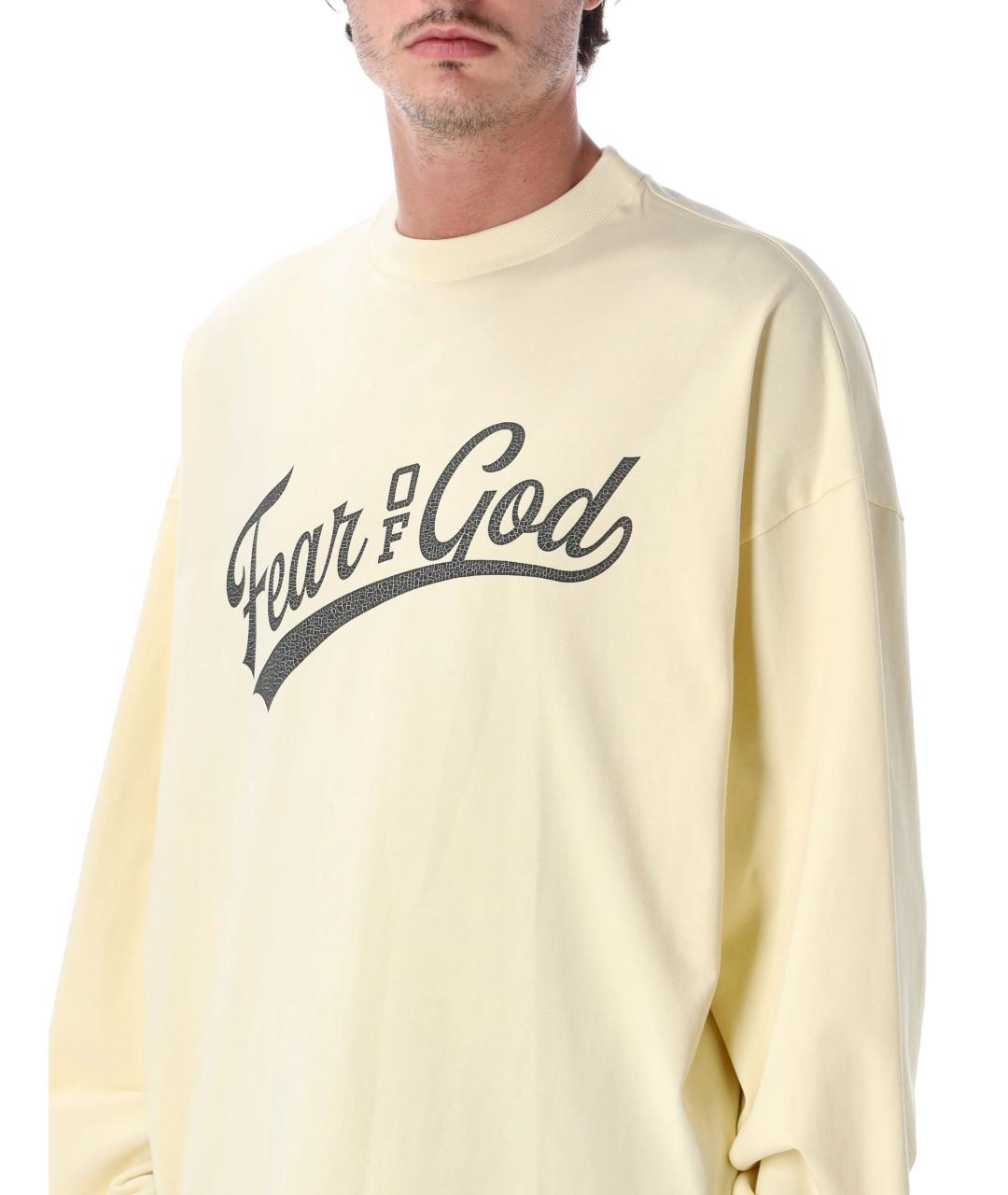 FEAR OF GOD ESSENTIALS Бежевая хлопковая футболка, фото 3