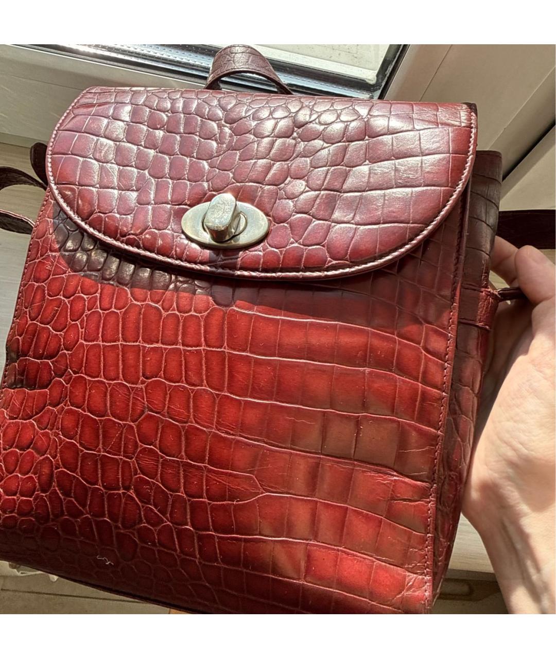 VERSACE Бордовая кожаная сумка через плечо, фото 4