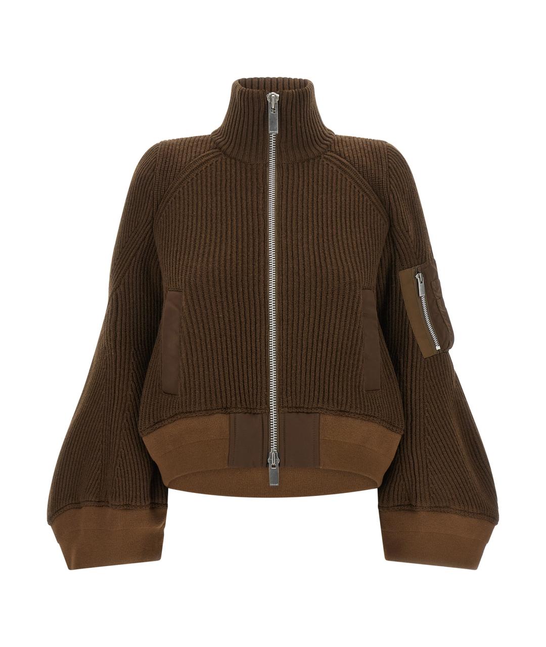 SACAI Коричневая шерстяная куртка, фото 1