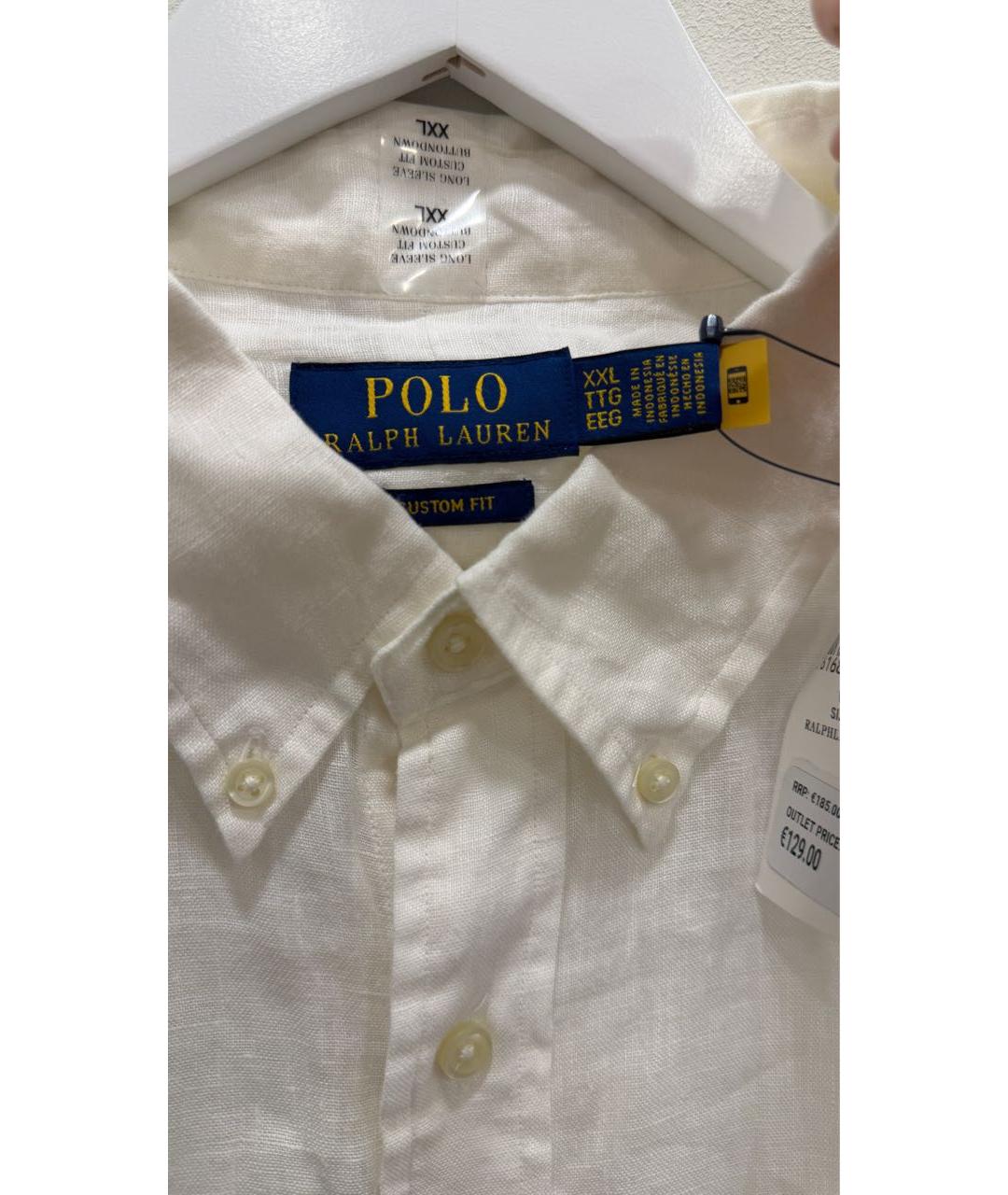POLO RALPH LAUREN Белая льняная кэжуал рубашка, фото 4