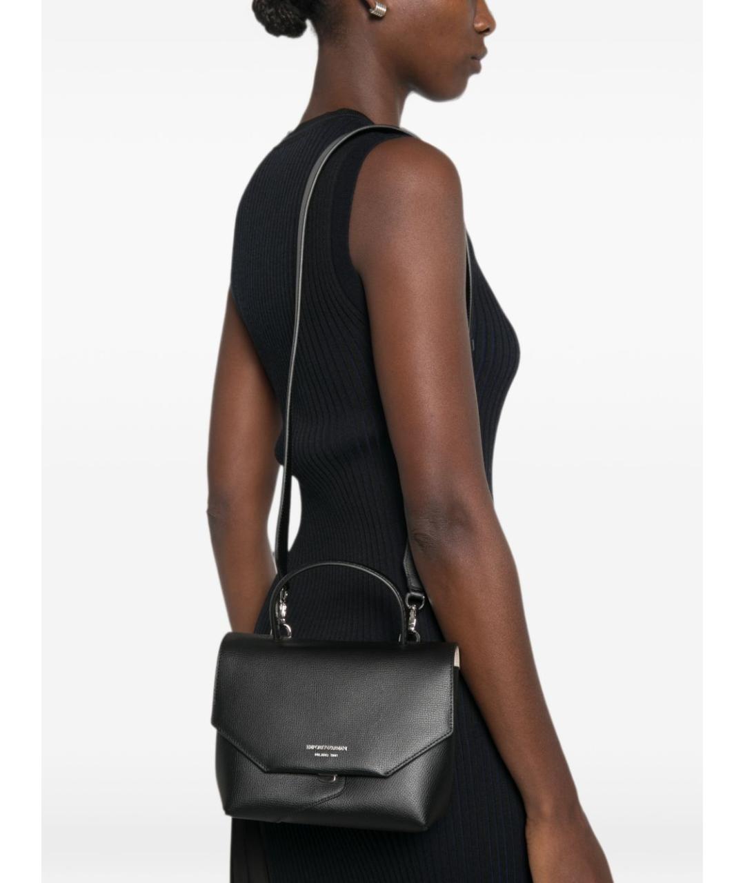 EMPORIO ARMANI Черная кожаная сумка через плечо, фото 4