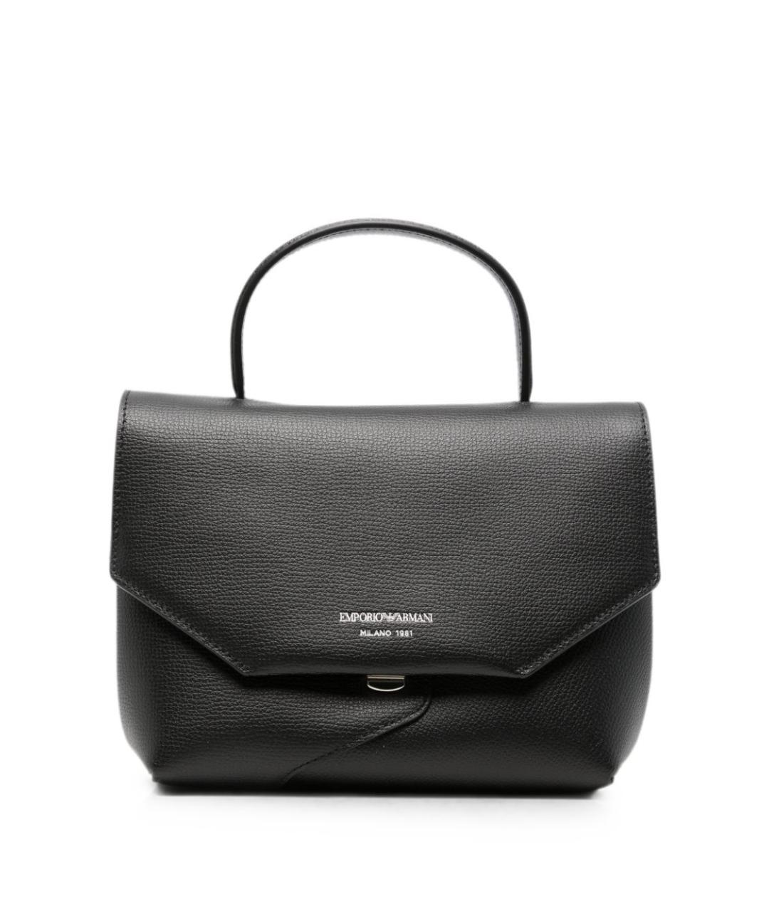 EMPORIO ARMANI Черная кожаная сумка через плечо, фото 1