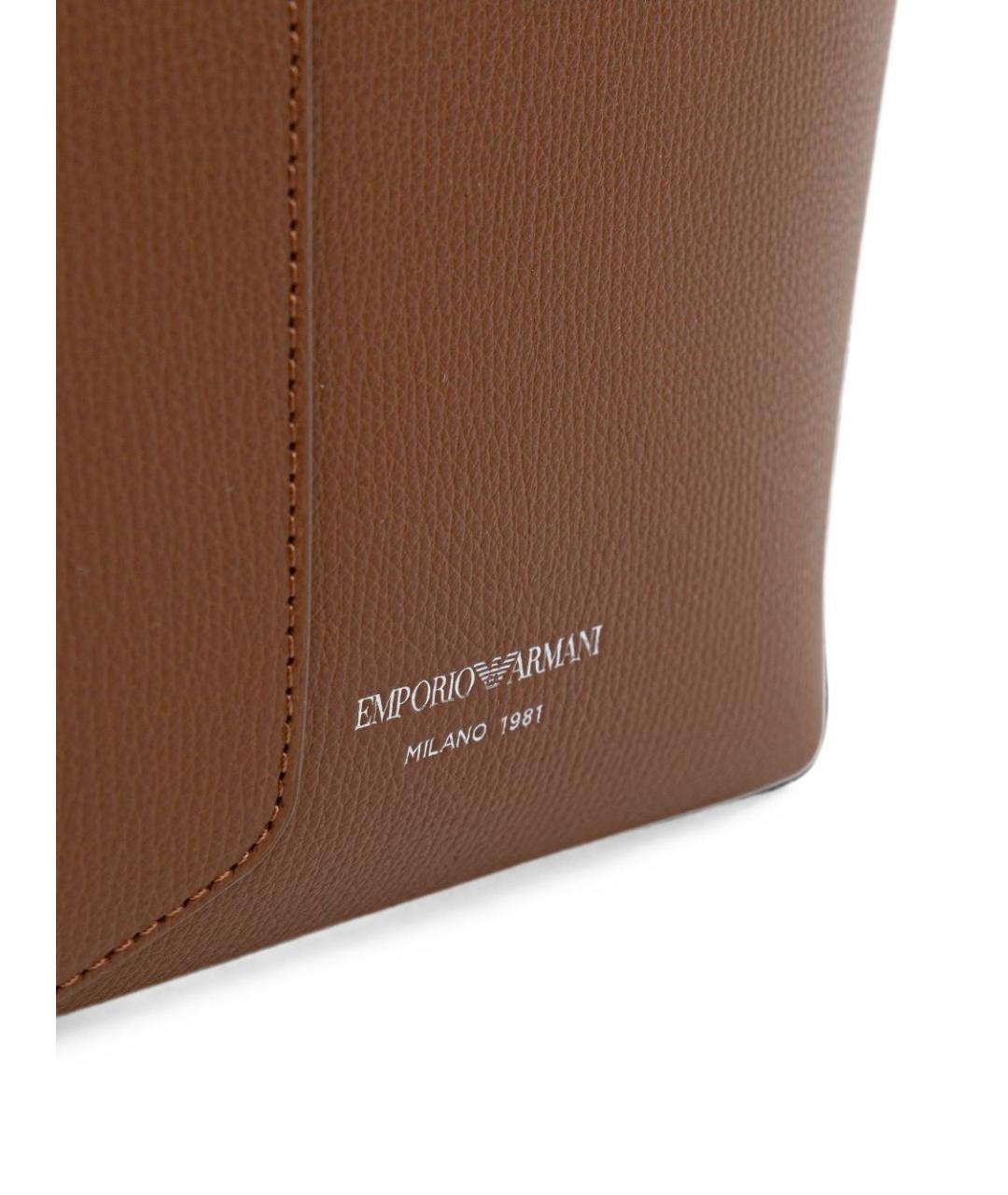 EMPORIO ARMANI Коричневая кожаная сумка тоут, фото 4