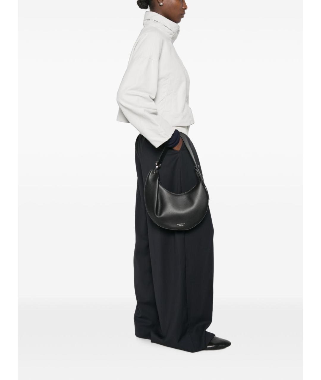 EMPORIO ARMANI Черная кожаная сумка через плечо, фото 4