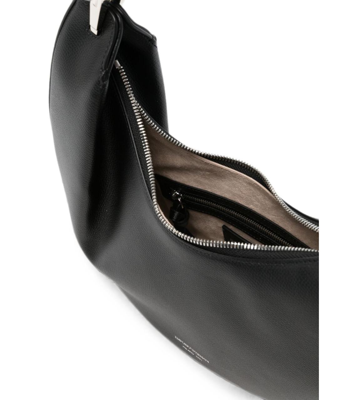 EMPORIO ARMANI Черная кожаная сумка через плечо, фото 2
