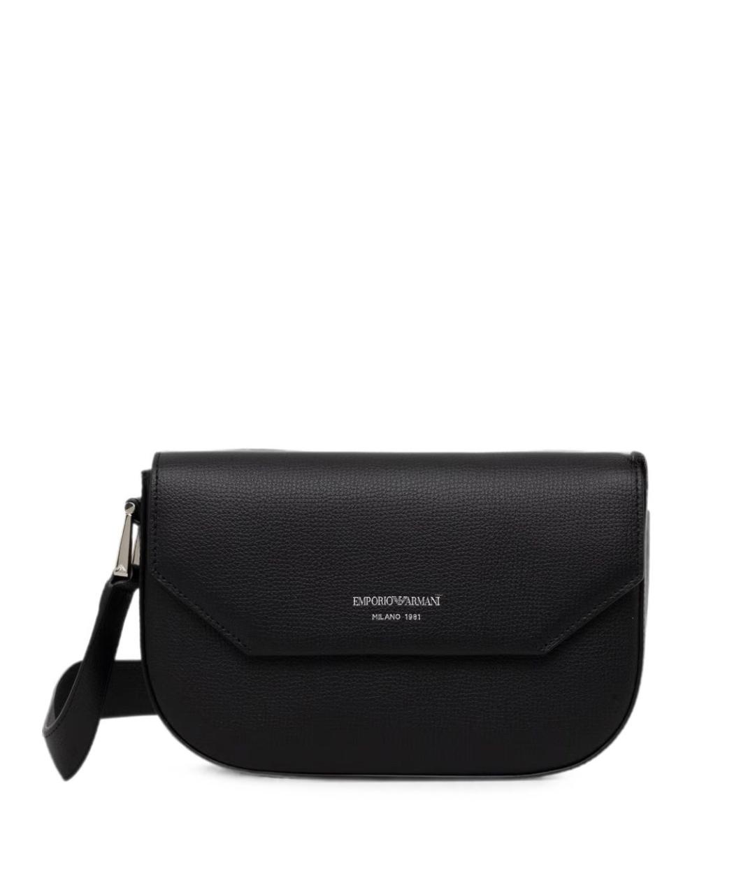 EMPORIO ARMANI Черная кожаная сумка через плечо, фото 1