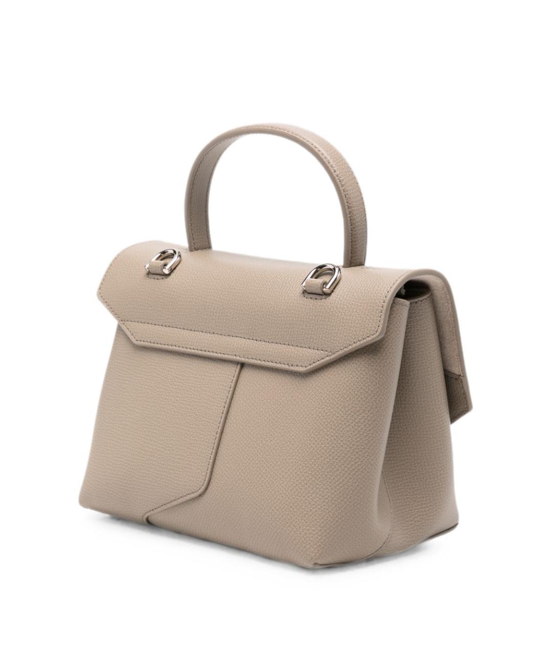 EMPORIO ARMANI Серая кожаная сумка с короткими ручками, фото 5