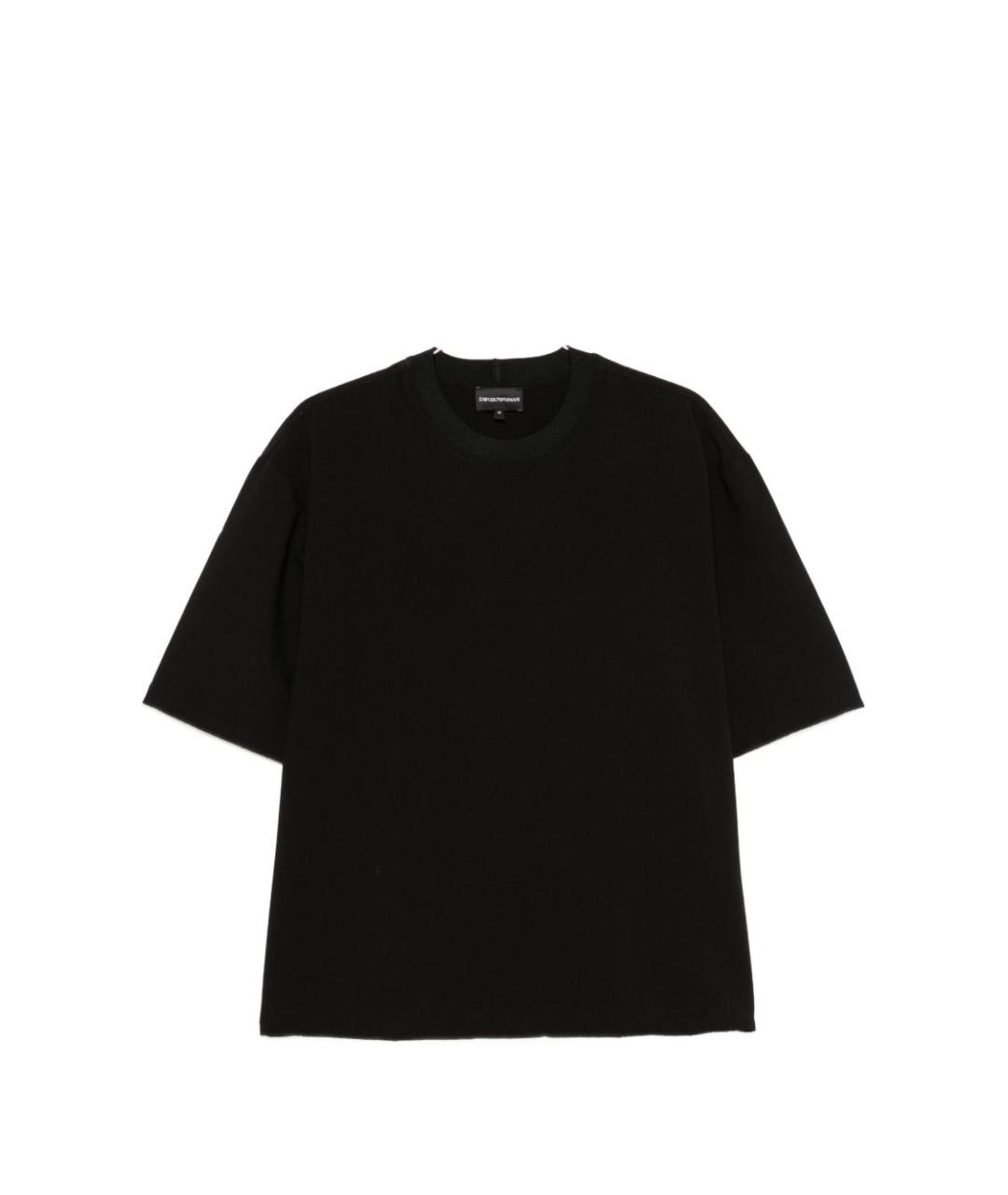 EMPORIO ARMANI Черная хлопко-эластановая футболка, фото 1