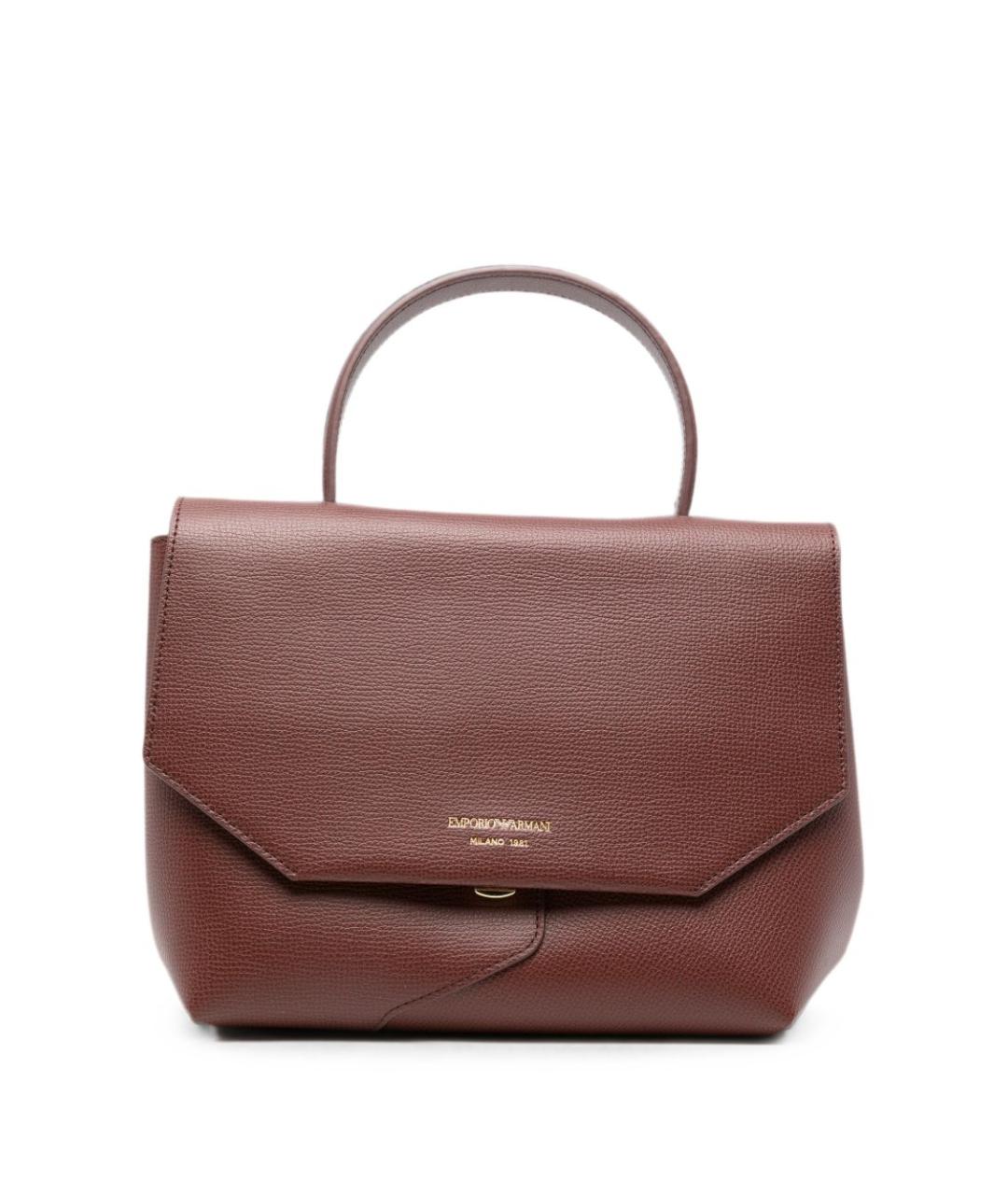 EMPORIO ARMANI Коричневая кожаная сумка с короткими ручками, фото 1