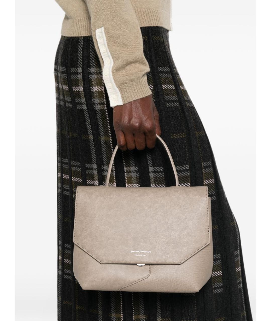 EMPORIO ARMANI Коричневая кожаная сумка через плечо, фото 4