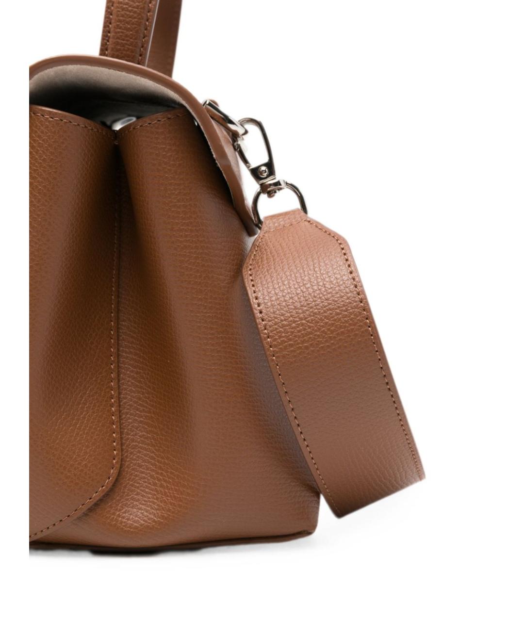 EMPORIO ARMANI Коричневая кожаная сумка с короткими ручками, фото 3