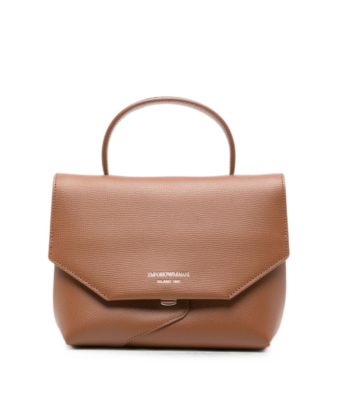 EMPORIO ARMANI Коричневая кожаная сумка с короткими ручками, фото 1