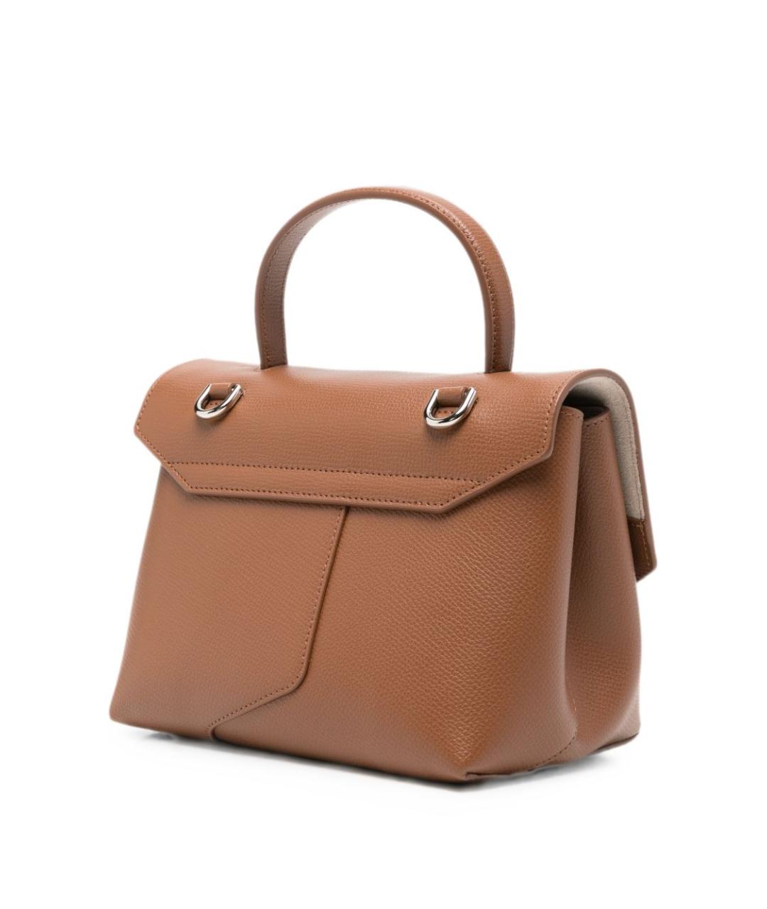 EMPORIO ARMANI Коричневая кожаная сумка с короткими ручками, фото 5