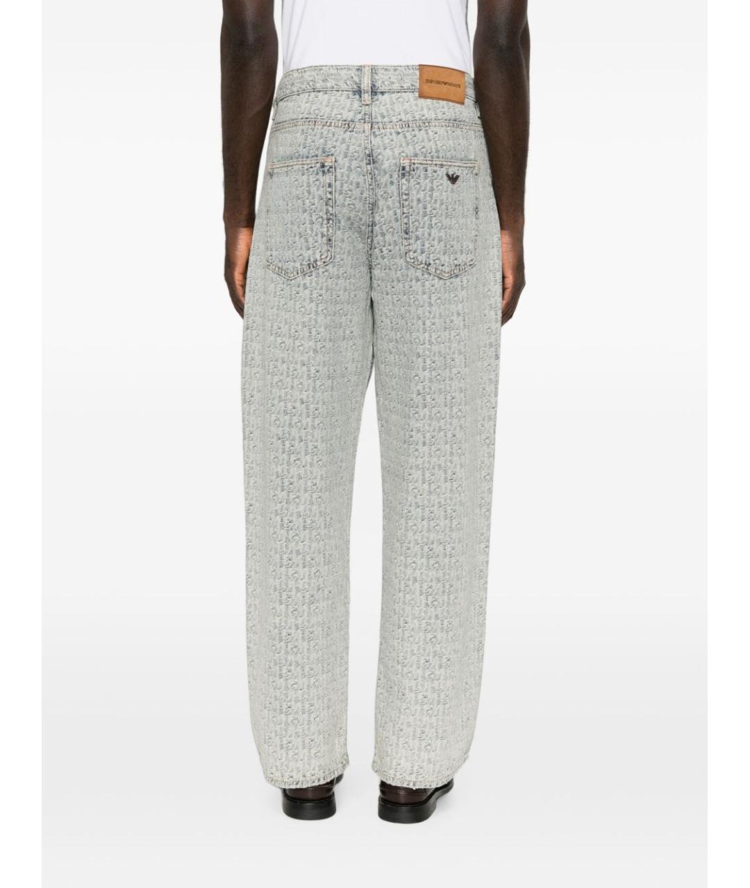 EMPORIO ARMANI Голубые хлопковые прямые джинсы, фото 3