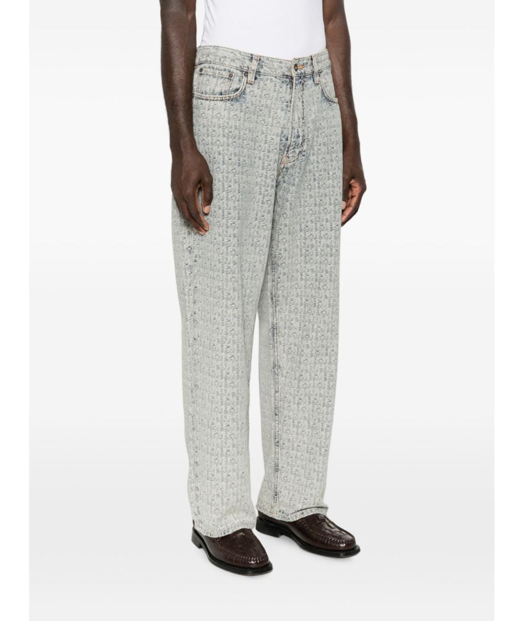 EMPORIO ARMANI Голубые хлопковые прямые джинсы, фото 2
