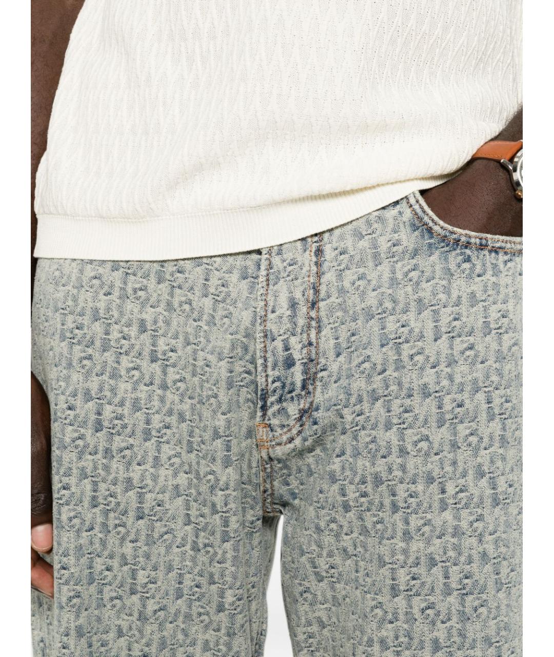 EMPORIO ARMANI Голубые хлопковые прямые джинсы, фото 4