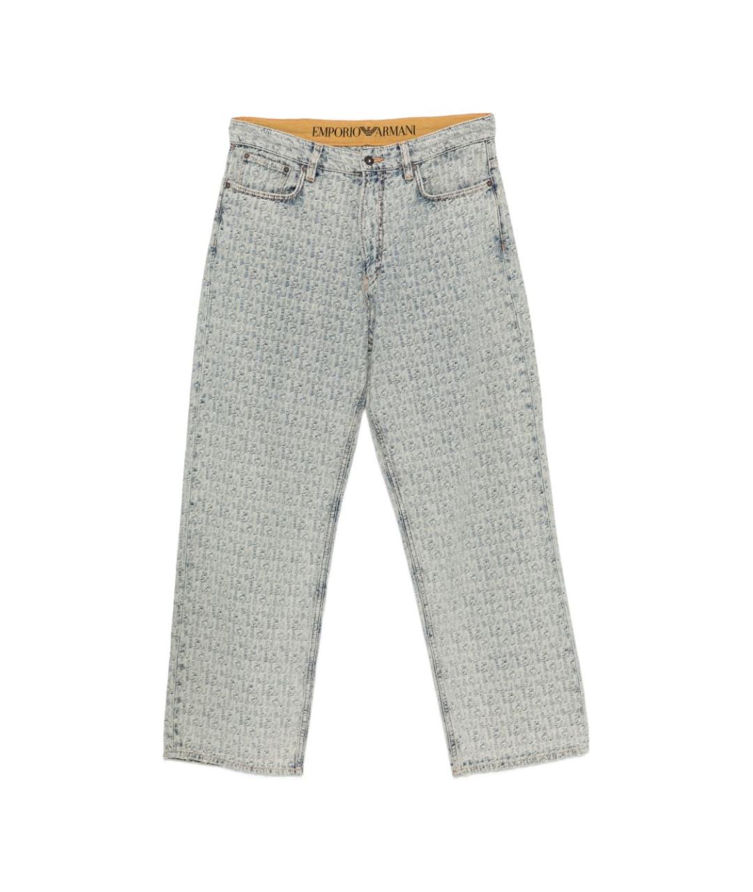 EMPORIO ARMANI Голубые хлопковые прямые джинсы, фото 1