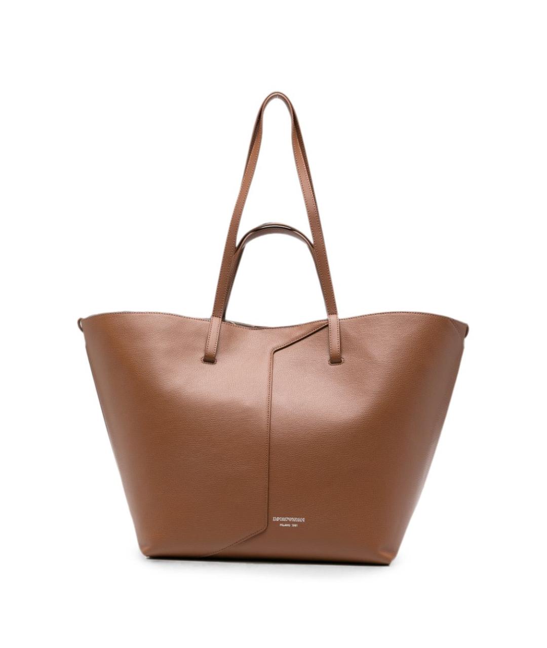 EMPORIO ARMANI Коричневая кожаная сумка тоут, фото 1
