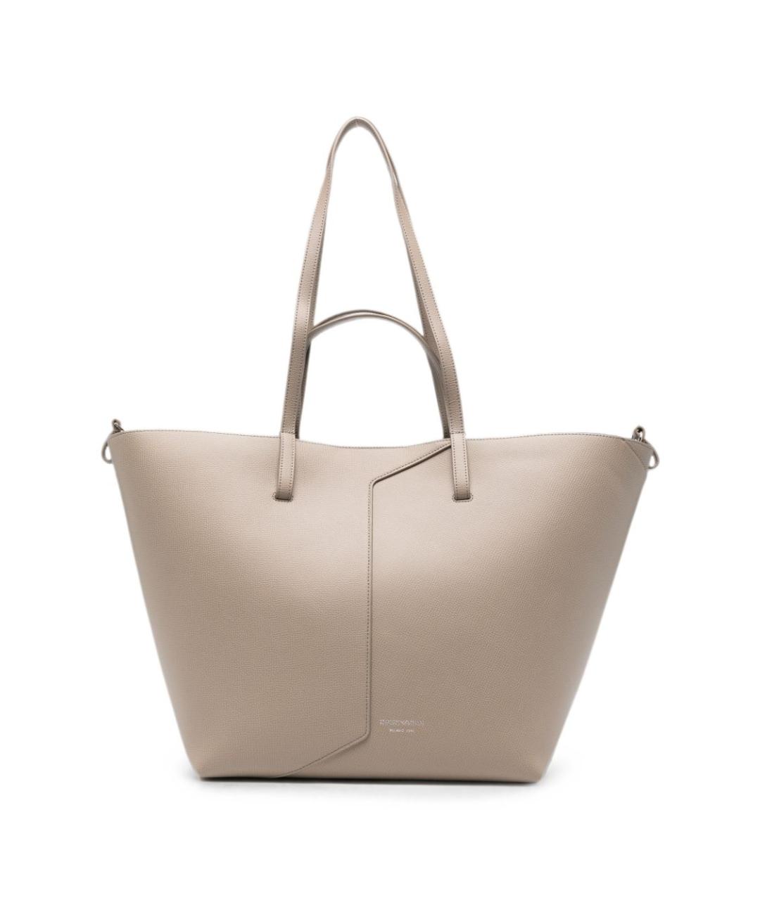 EMPORIO ARMANI Серая кожаная сумка тоут, фото 1