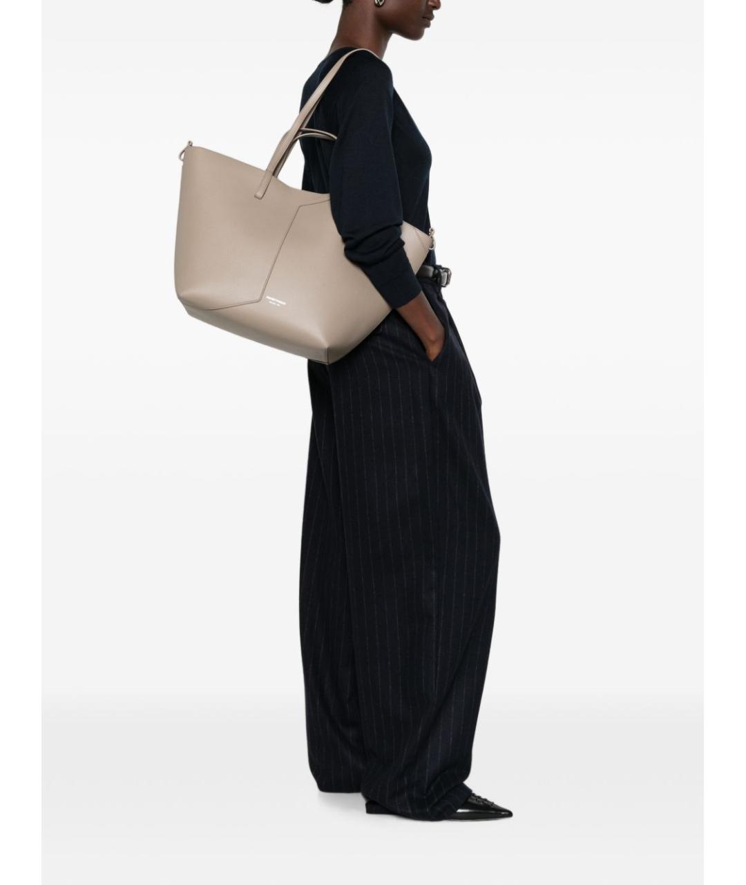 EMPORIO ARMANI Серая кожаная сумка тоут, фото 3