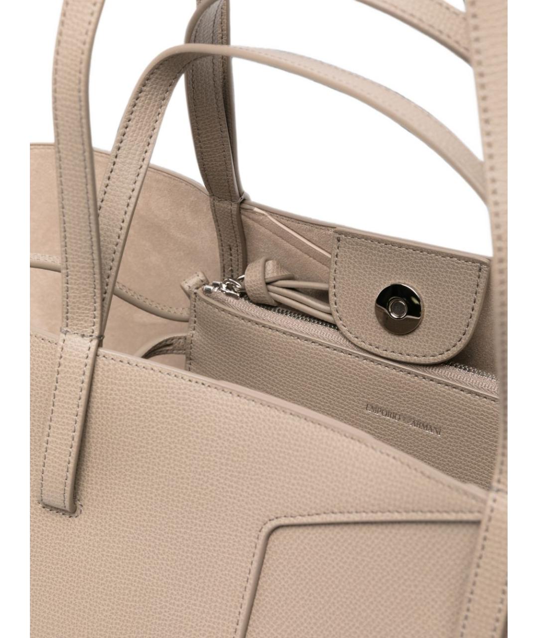 EMPORIO ARMANI Серая кожаная сумка тоут, фото 2