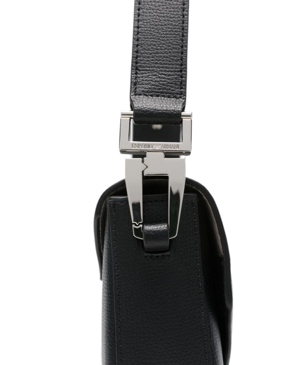 EMPORIO ARMANI Черная кожаная сумка через плечо, фото 4