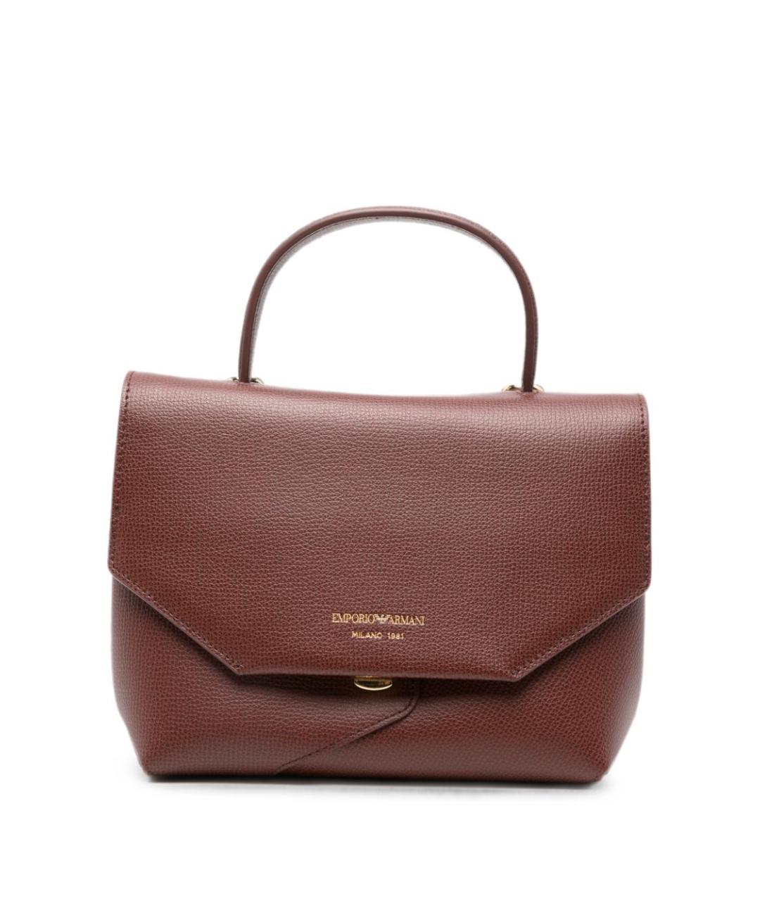 EMPORIO ARMANI Коричневая кожаная сумка с короткими ручками, фото 1