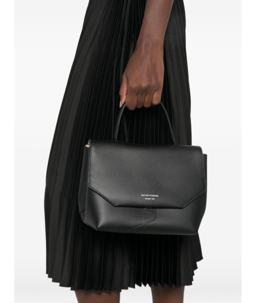 EMPORIO ARMANI Черная кожаная сумка тоут, фото 3