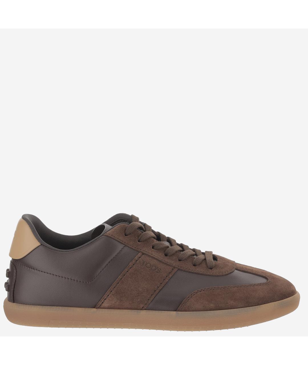 TOD'S Коричневые кожаные низкие кроссовки / кеды, фото 6