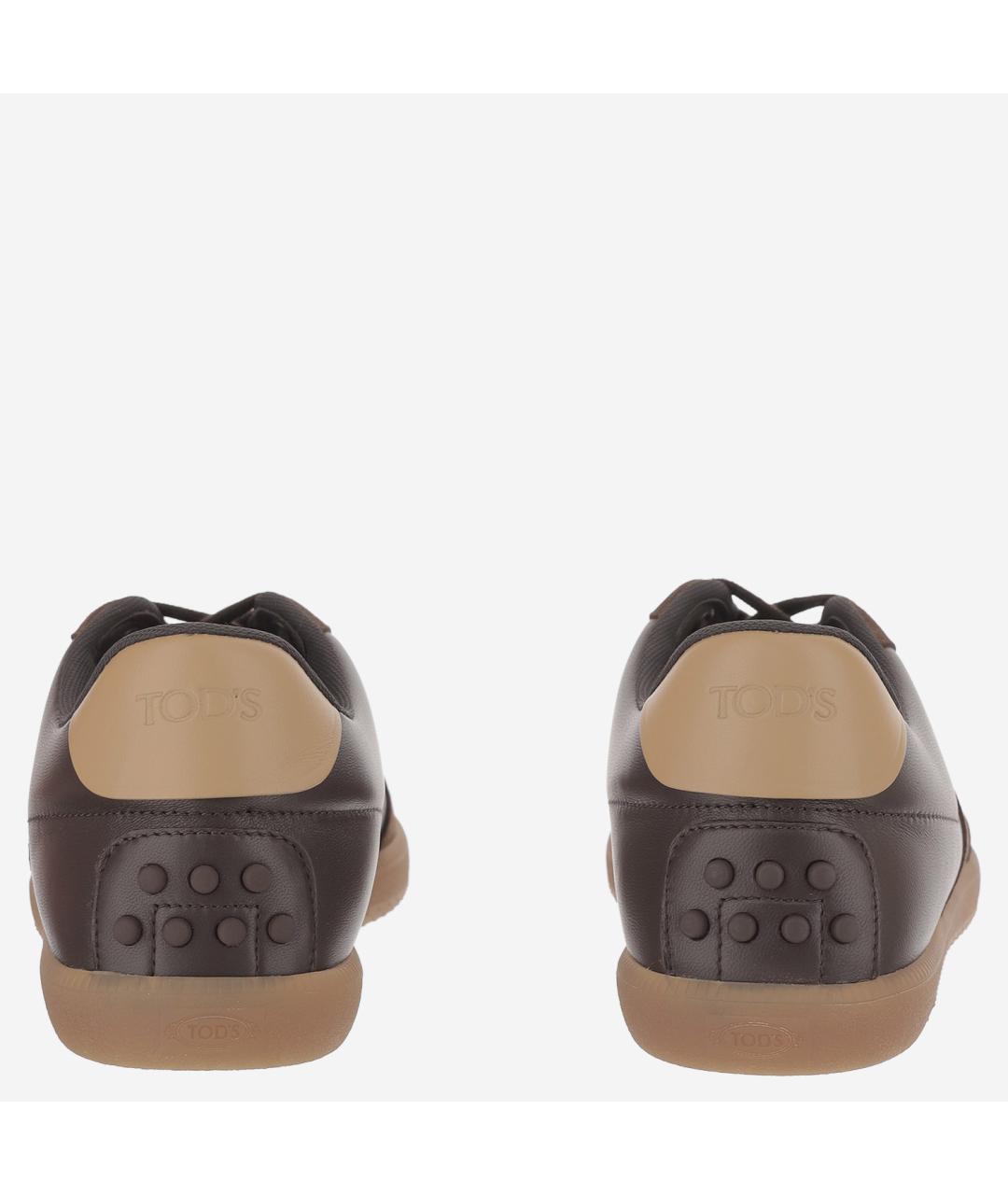 TOD'S Коричневые кожаные низкие кроссовки / кеды, фото 4