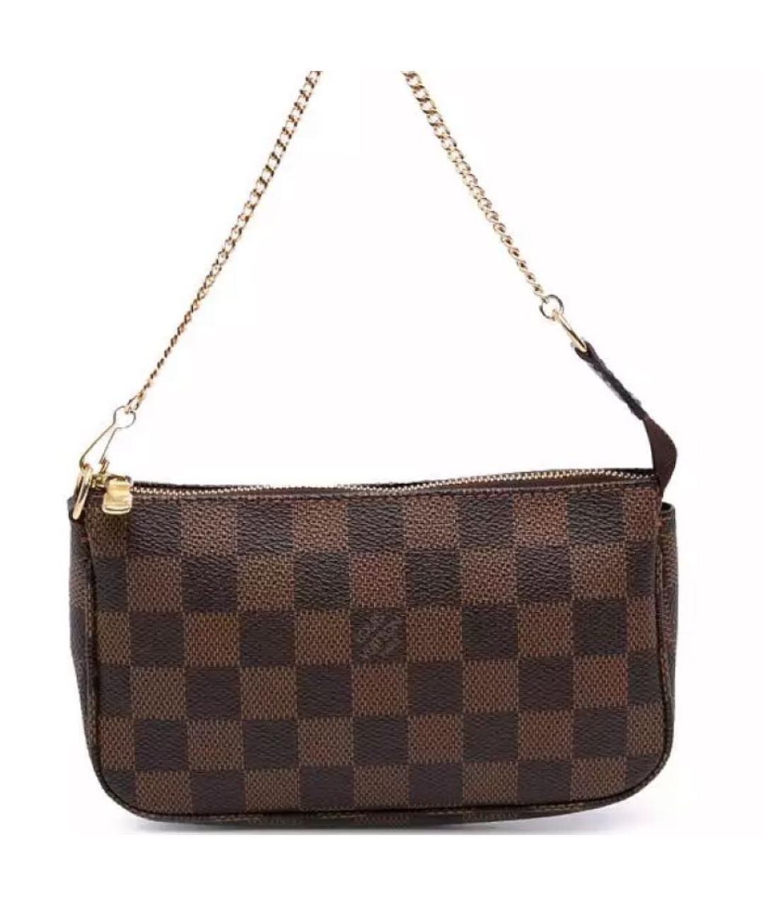 LOUIS VUITTON Коричневая кожаная сумка с короткими ручками, фото 7