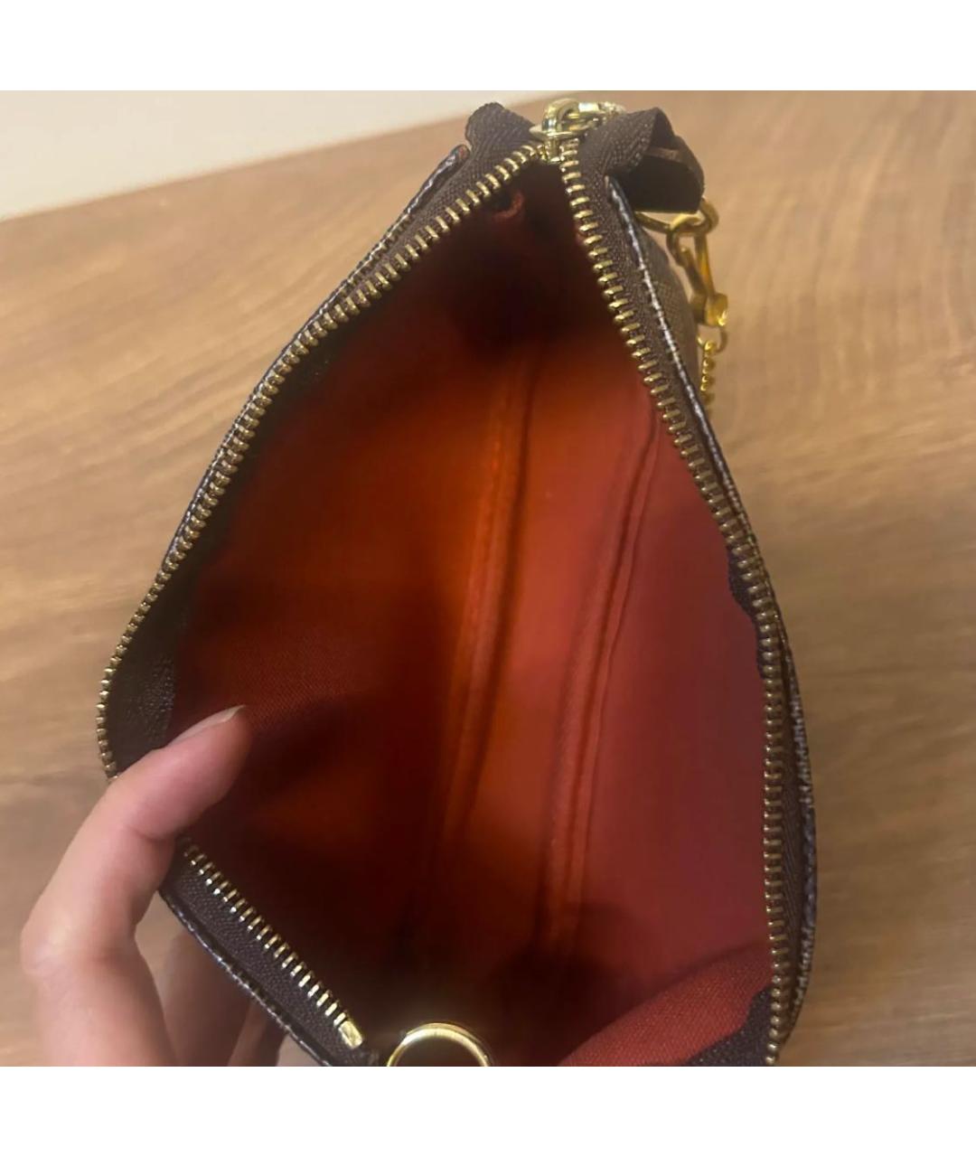 LOUIS VUITTON Коричневая кожаная сумка с короткими ручками, фото 5