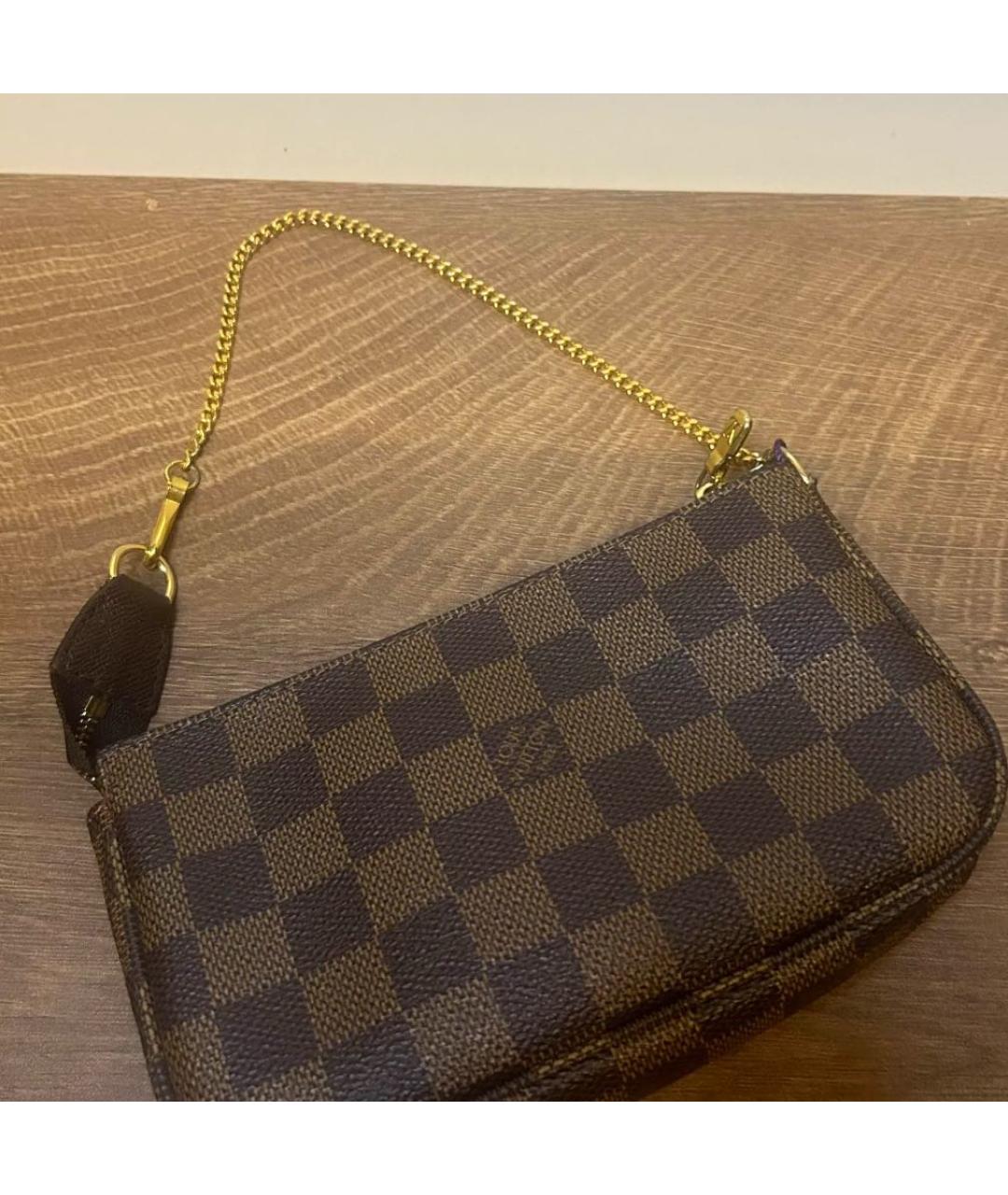 LOUIS VUITTON Коричневая кожаная сумка с короткими ручками, фото 3