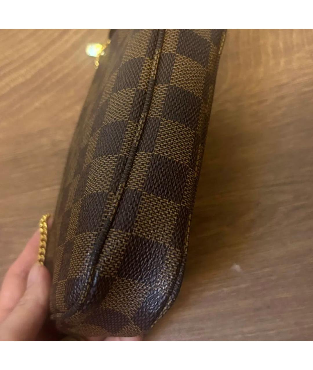 LOUIS VUITTON Коричневая кожаная сумка с короткими ручками, фото 4
