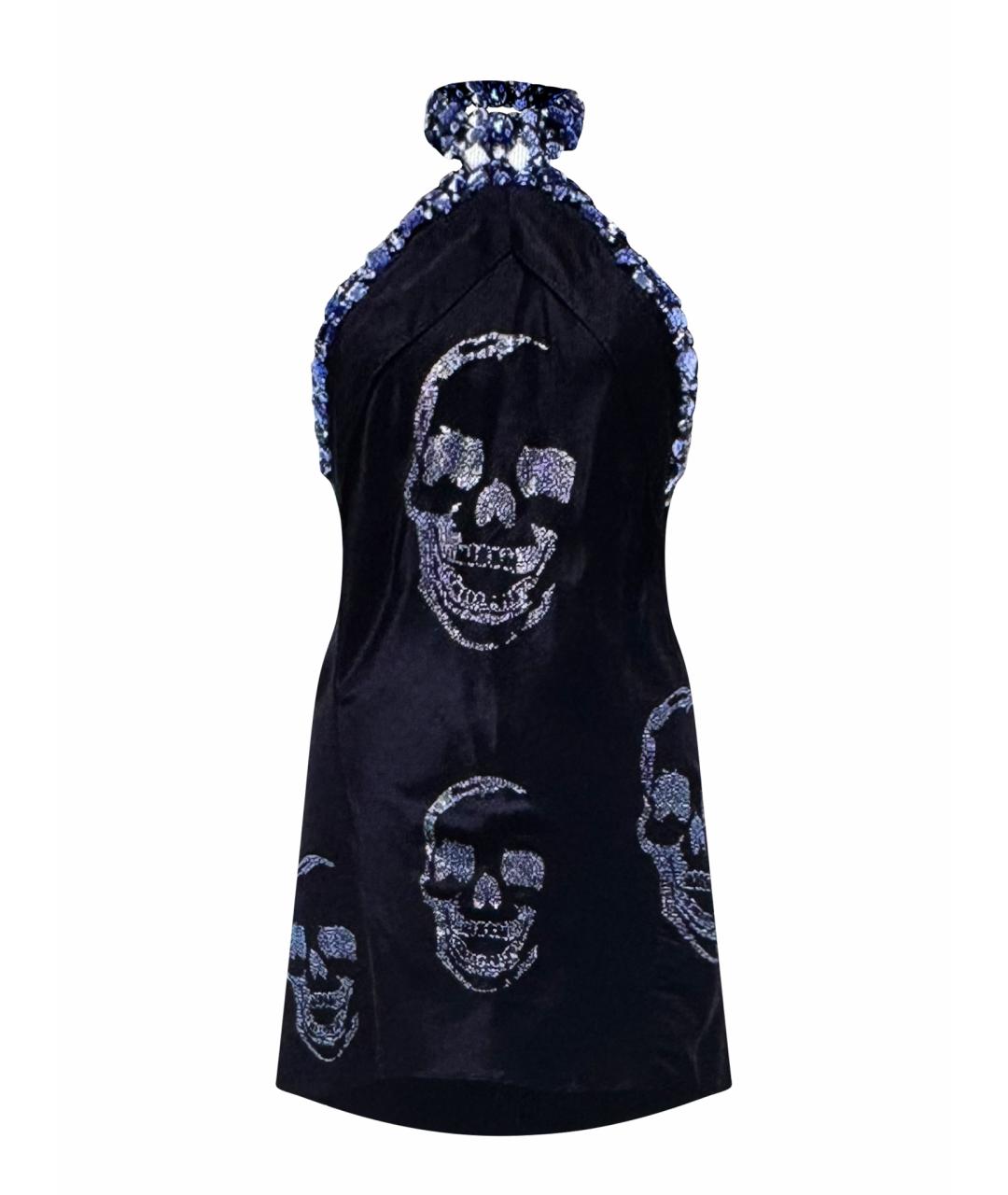 PHILIPP PLEIN Черное шелковое коктейльное платье, фото 1